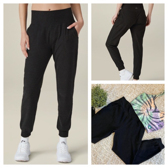 Beyond Yoga Spacedye Midi Jogger Pants High Waist Joggers Heather Black Small - Picture 2 of 9